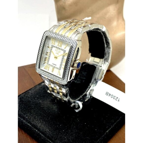 GV2 by Gevril Women's Watch 12304B Swiss Quartz Mother of Pearl Dial 2-Tone - Picture 2 of 13